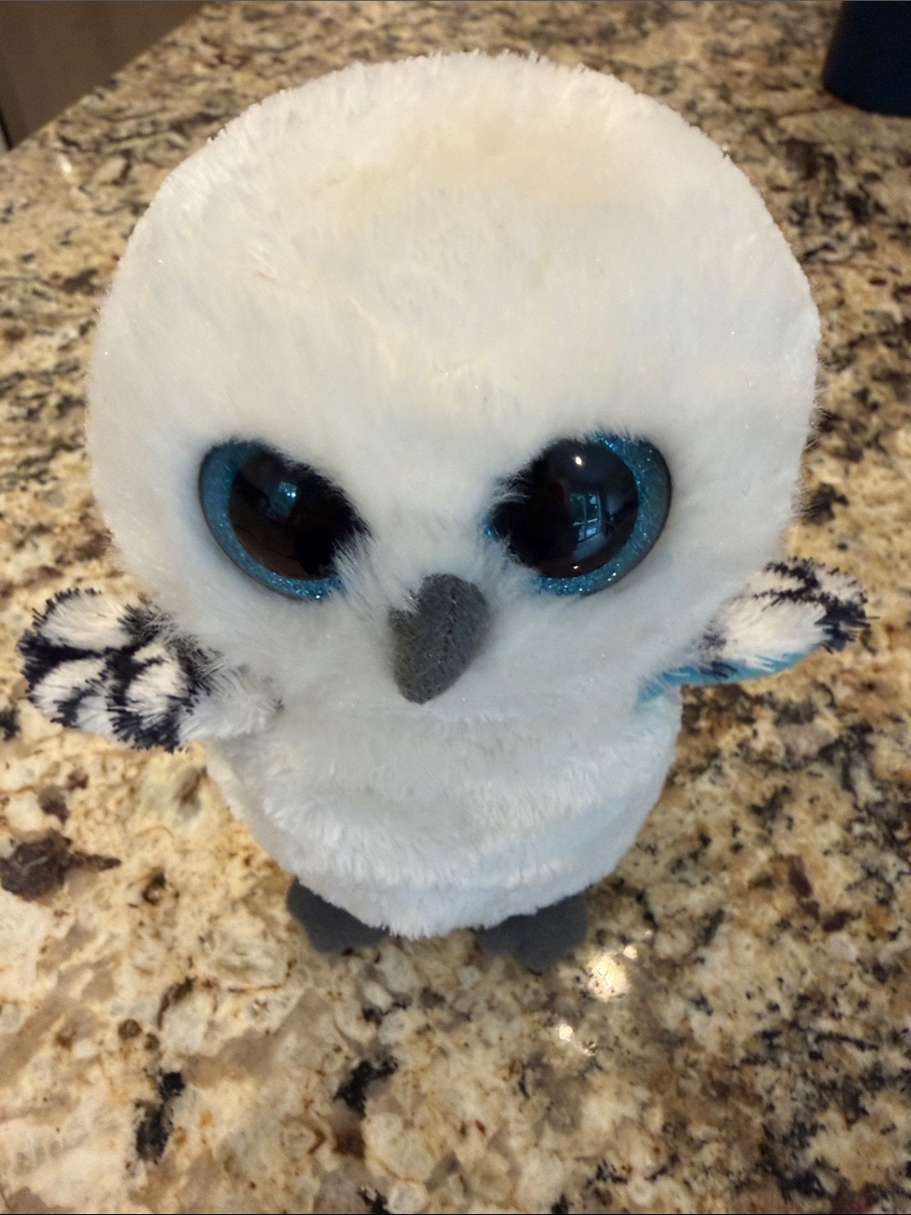Ty “Spells The White Owl” Stuffed Toy with Blue Glitter Eyes